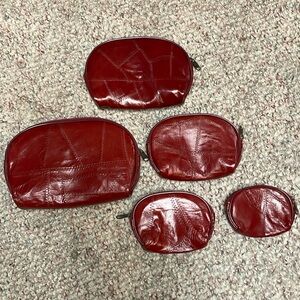 5 pc vintage leather tote set